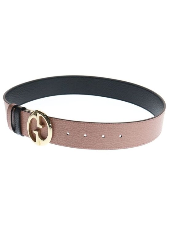 Gucci Interlocking Logo Buckle Reversible Leather Belt Gold Pink main image 4